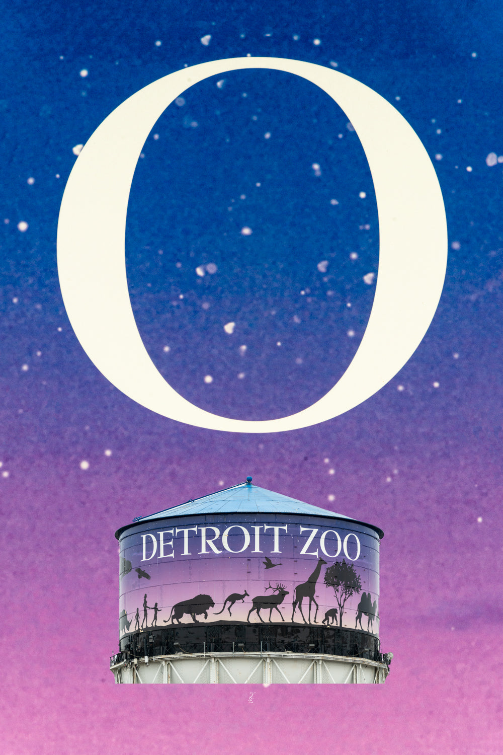 Your Life Letters (YLL) are unique photo letter art from Royal Oak, Michigan that answers the question, "where was this taken?".  This letter is the O from the Detroit Zoo Water Tower. Each YLL from A to Z is taken at a location that has memory for the customer and is shown in the upper two thirds of the photo. The sign the letter was taken from is represented in the lower one third of the photo.